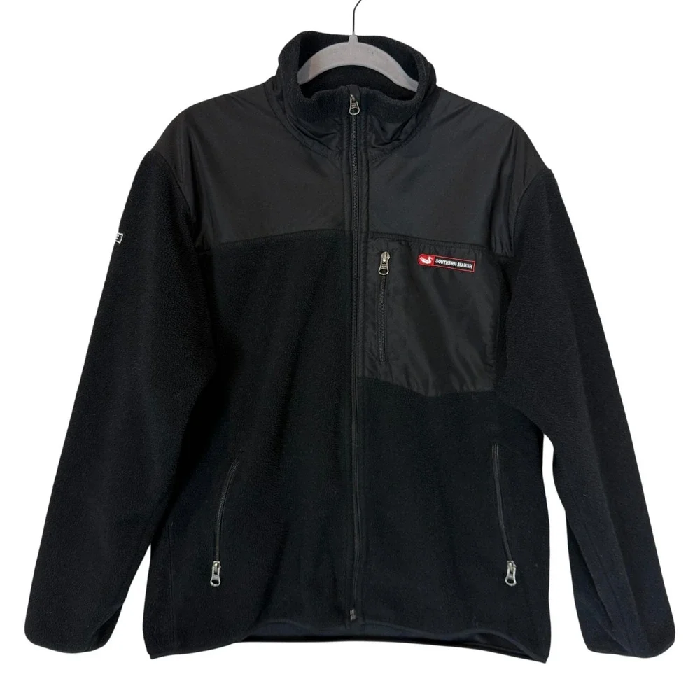 Southern Marsh Jacket Mens Small Black FieldTec Fleece Full Zip Pockets Outdoor